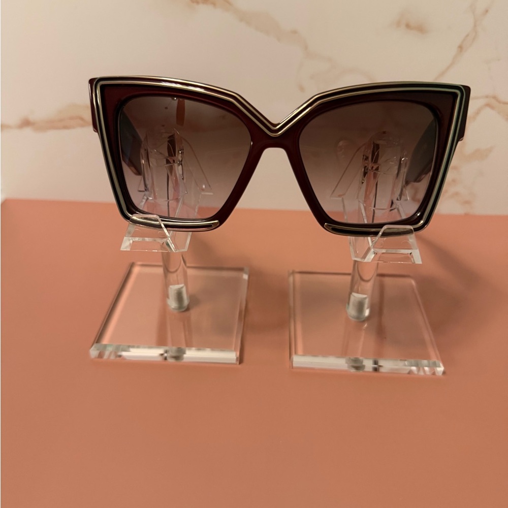 Valentino Garavani V Grace Burgundy Sunglasses with Crossbody Case. New in box.